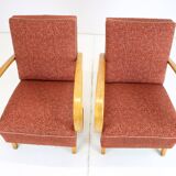 1950s Jindrich Halabala Set of Two Armchairs, Czechoslovakia