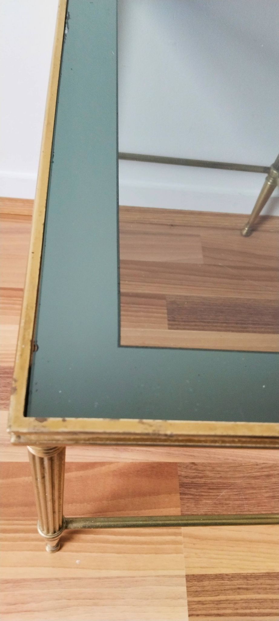 Glass and brass coffee table, 1950s