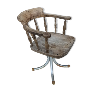 Fauteuil bois ancien - piétement métal