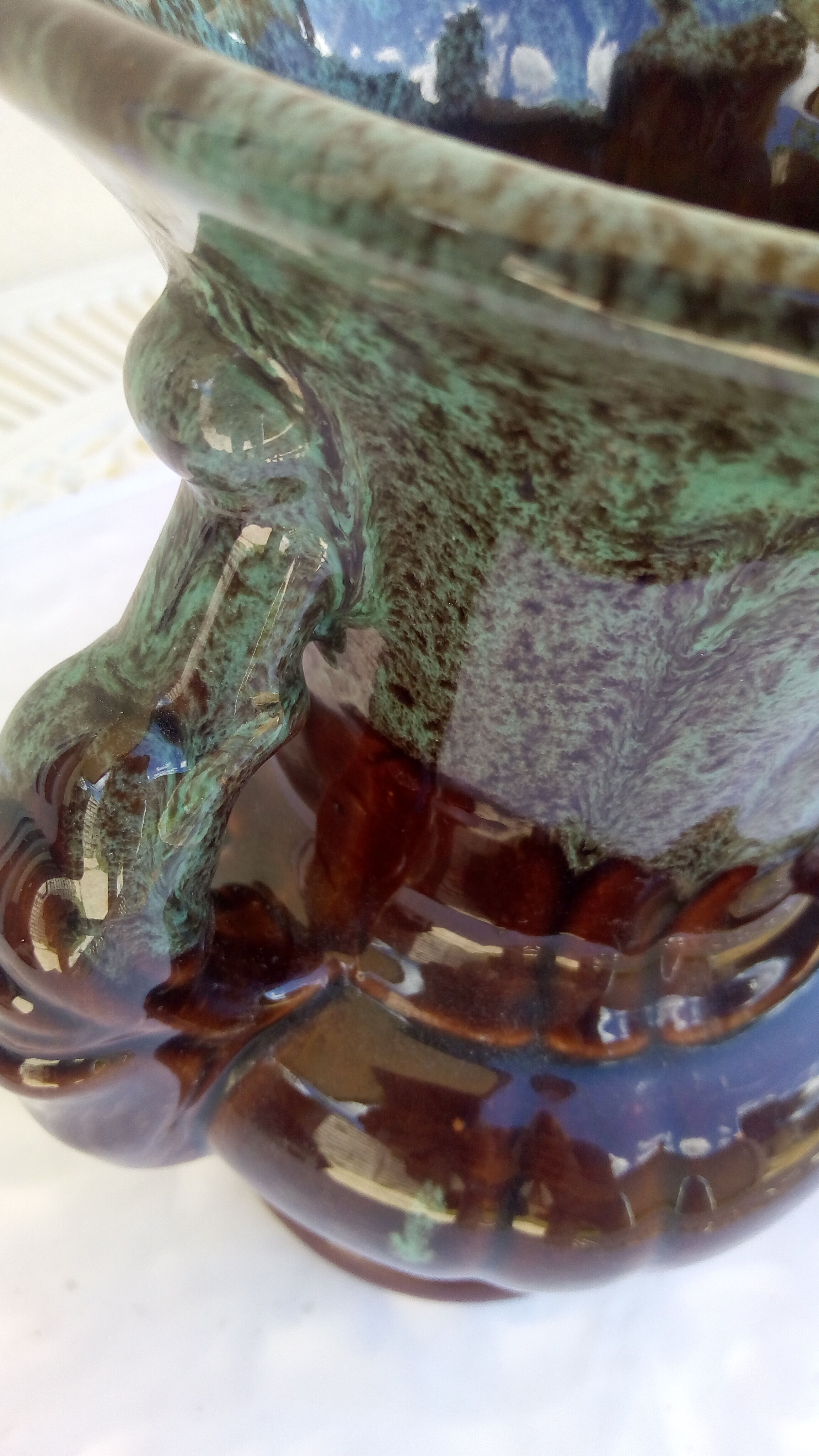 Pair of blue and brown 60s vases