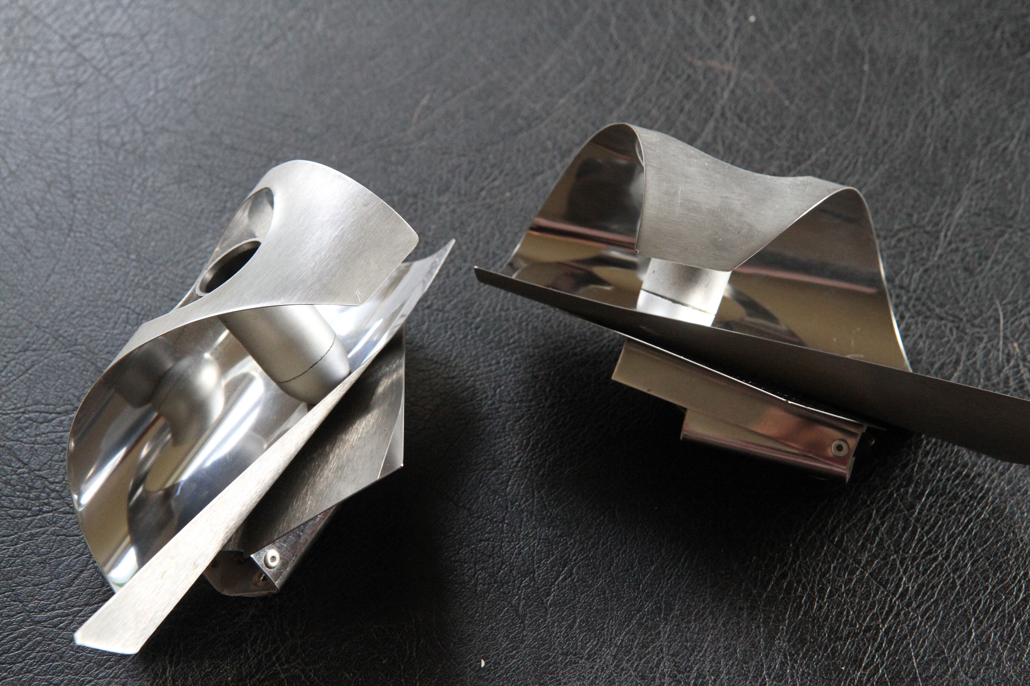 Polished and brushed stainless steel sconces 1970