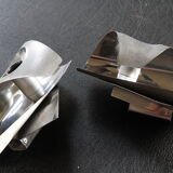 Polished and brushed stainless steel sconces 1970