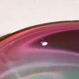 Ashtray with a green and fuchsia glass pestle, Murano Sommerso, 17x6cm