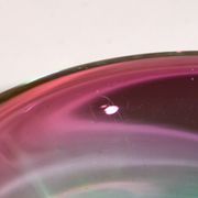 Ashtray with a green and fuchsia glass pestle, Murano Sommerso, 17x6cm