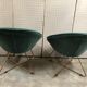 Pair of armchairs seated green velvet shell
