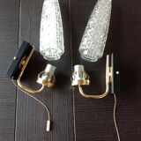 Pair of brass sconces and tulip glass 60