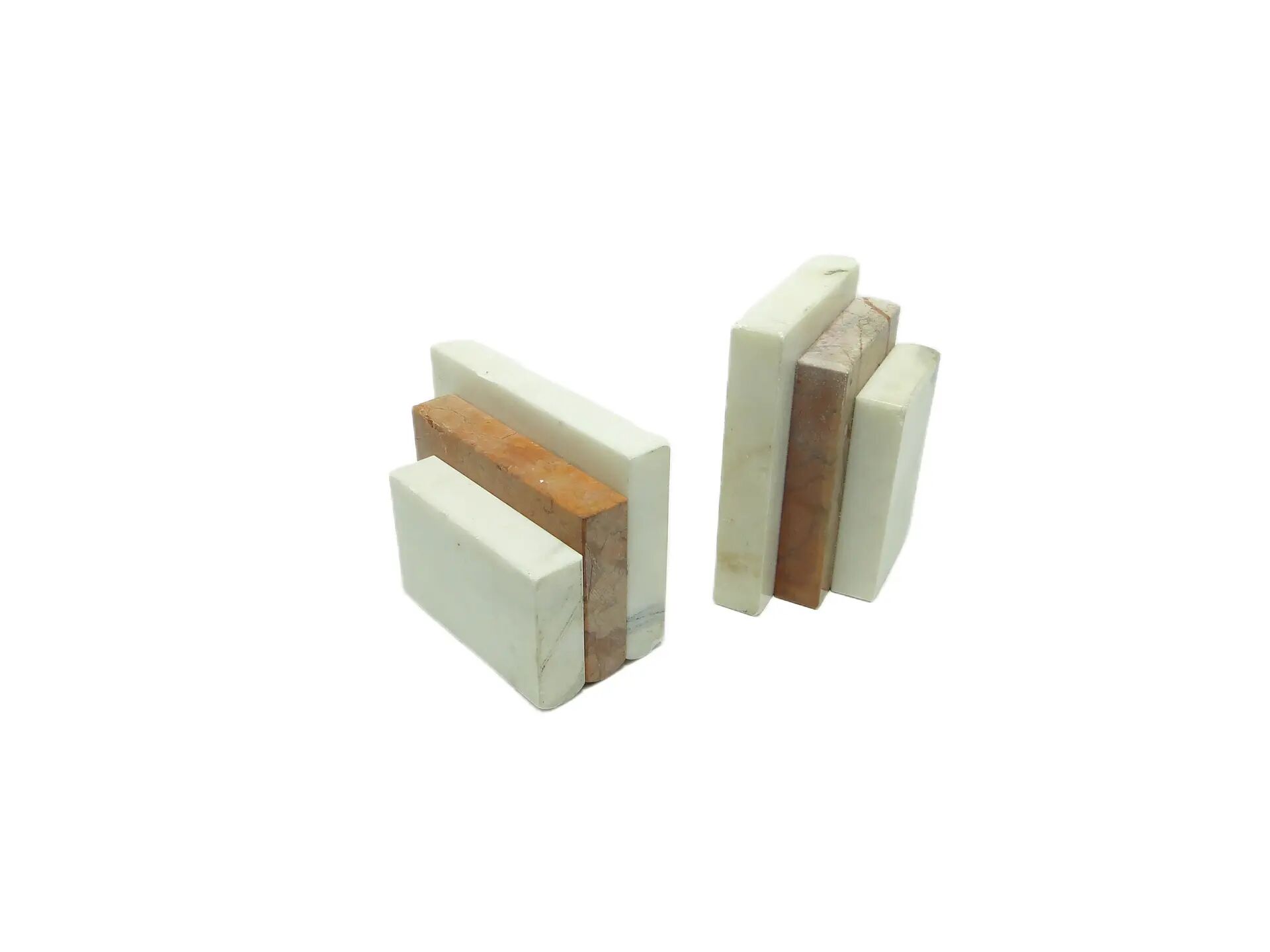 Pair of bookends, Art Deco, ivory white marble, Germany, 1930s.