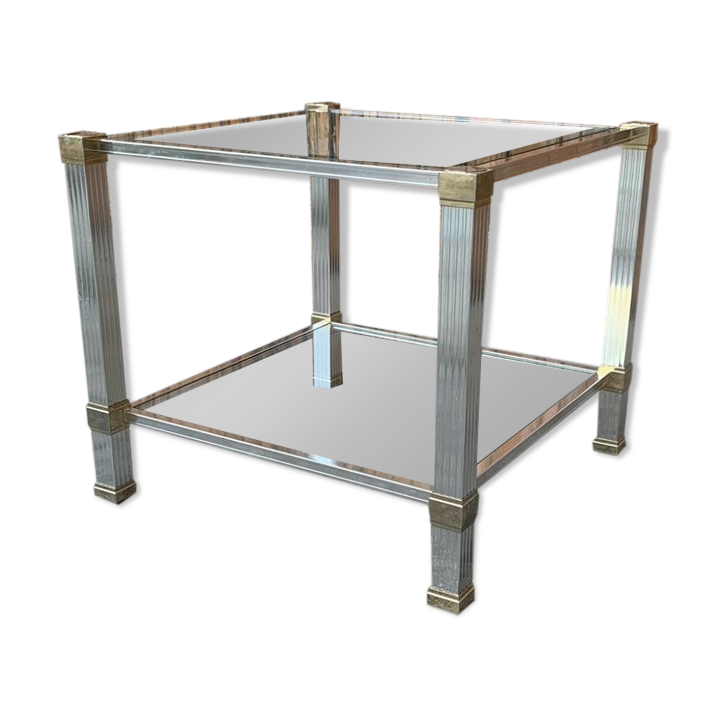 Vintage Brass and Chrome Coffee Table by Pierre Vandel, Paris, 1970s