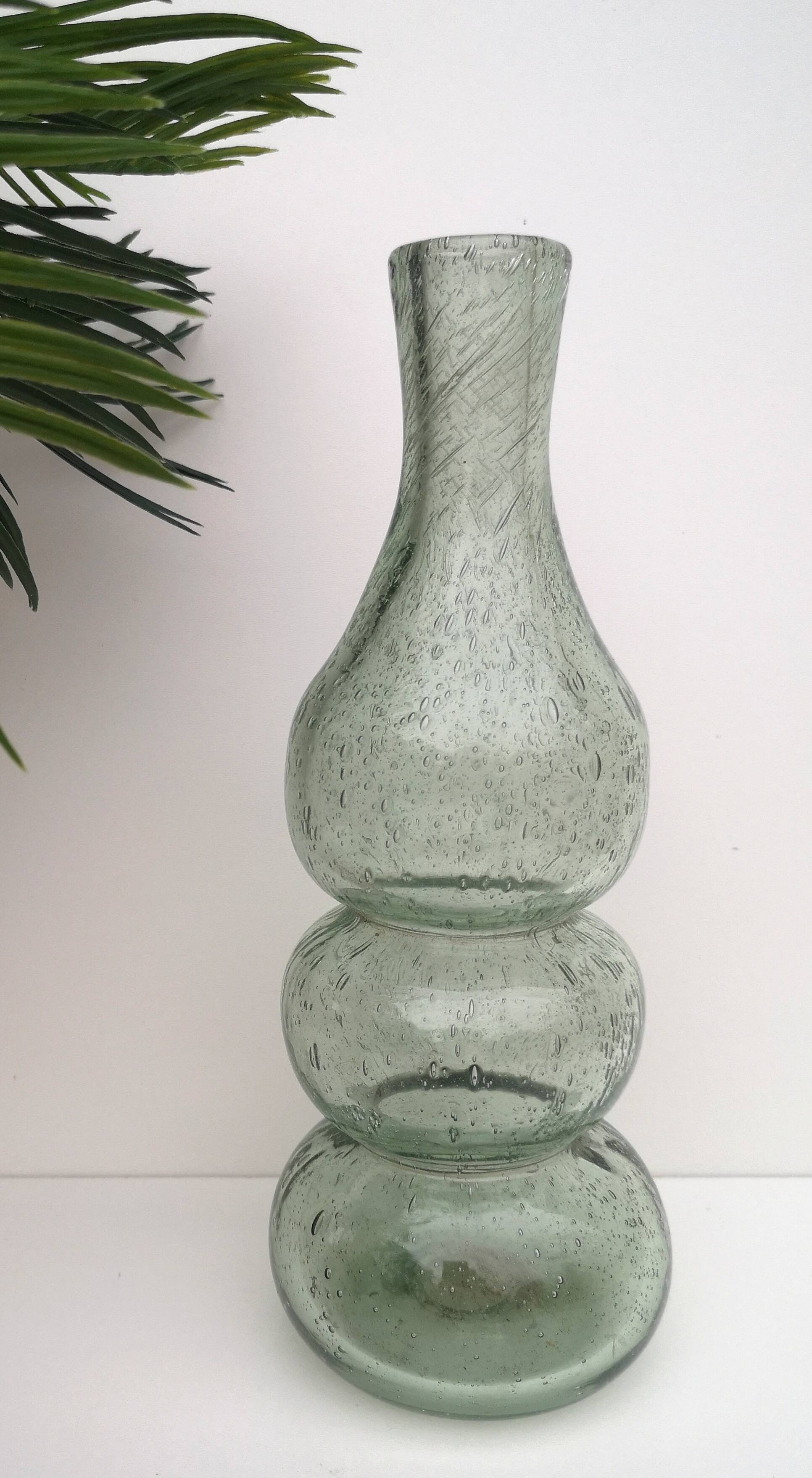 Vase, vintage soliflore in blown glass, bubbled