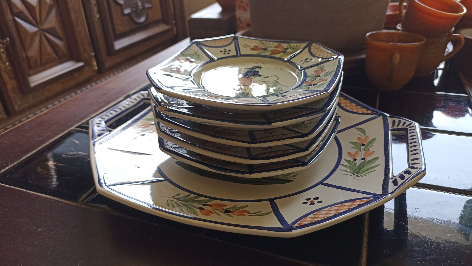 Old dessert service HB Quimper from the 20s