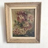 Flower painting, oil on canvas framed