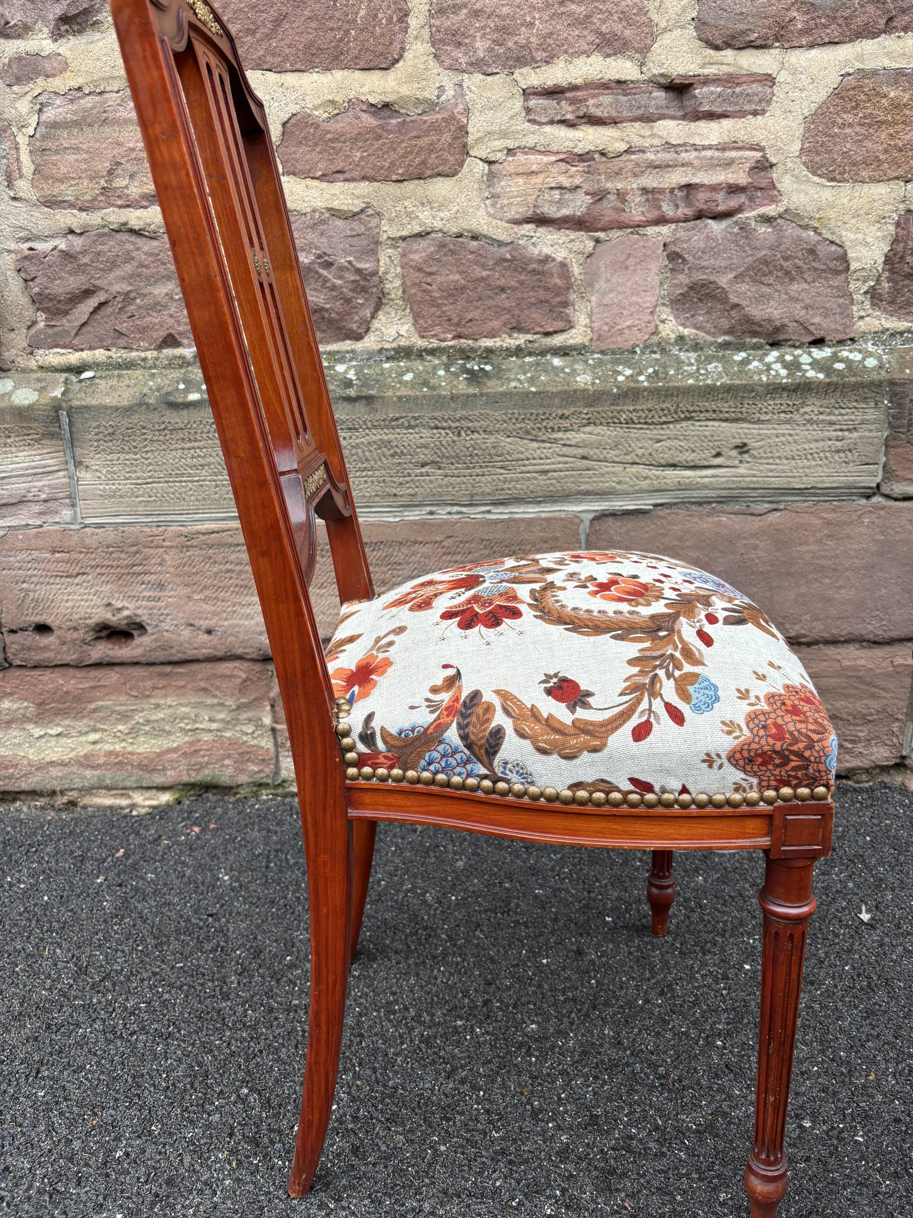 Pair of Louis XVI Napoleon III Chairs Mahogany 1920s Valet de chambre