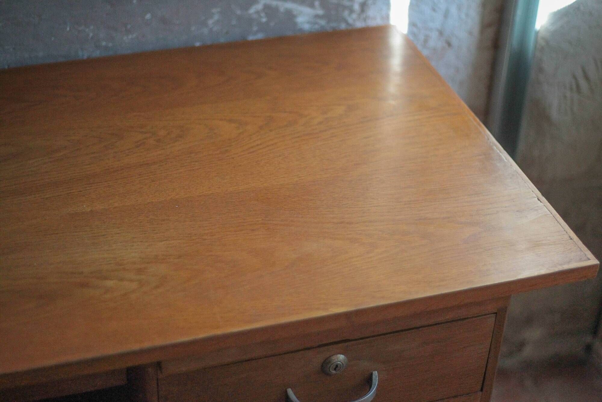 Vintage desk, children's wooden desk in art deco style, desk with drawers