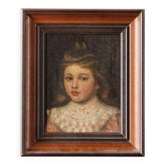 Portrait de jeune fille, signé P. Lucas