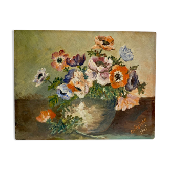 Old still life painting signed Dufraisse and dated 1934