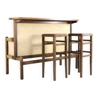1970's home bar with 2 stools - vintage danish design mid century modern