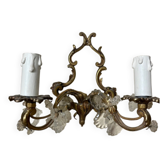 Louis XV style two-light bronze wall light with old tassels