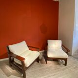 Pair of 70s white armchairs