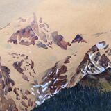 Watercolor painting mountain landscape by joseph hillion circa 1920 village alpes savoie, unframed