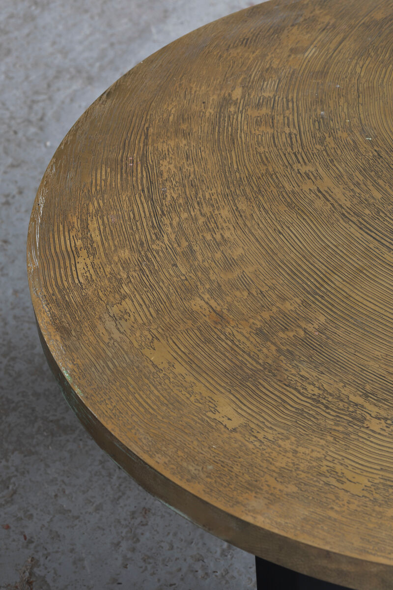 Coffee table in etched brass by Christian Krekels, Belgium, 1990