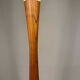 Sculptural floor lamp - exotic wood and textured shade, modern vintage style