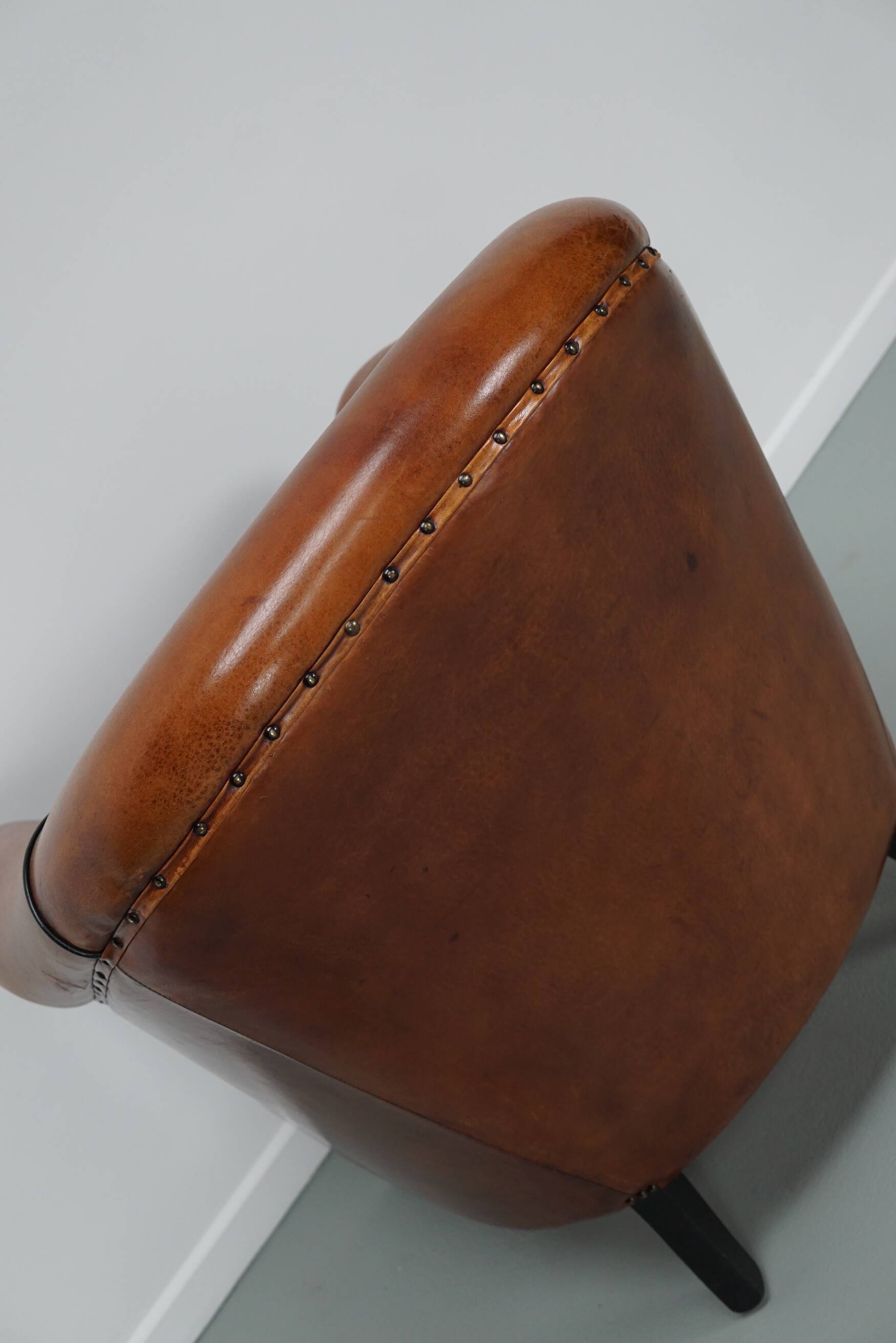 Vintage Dutch Cognac Colored Leather Club Chair