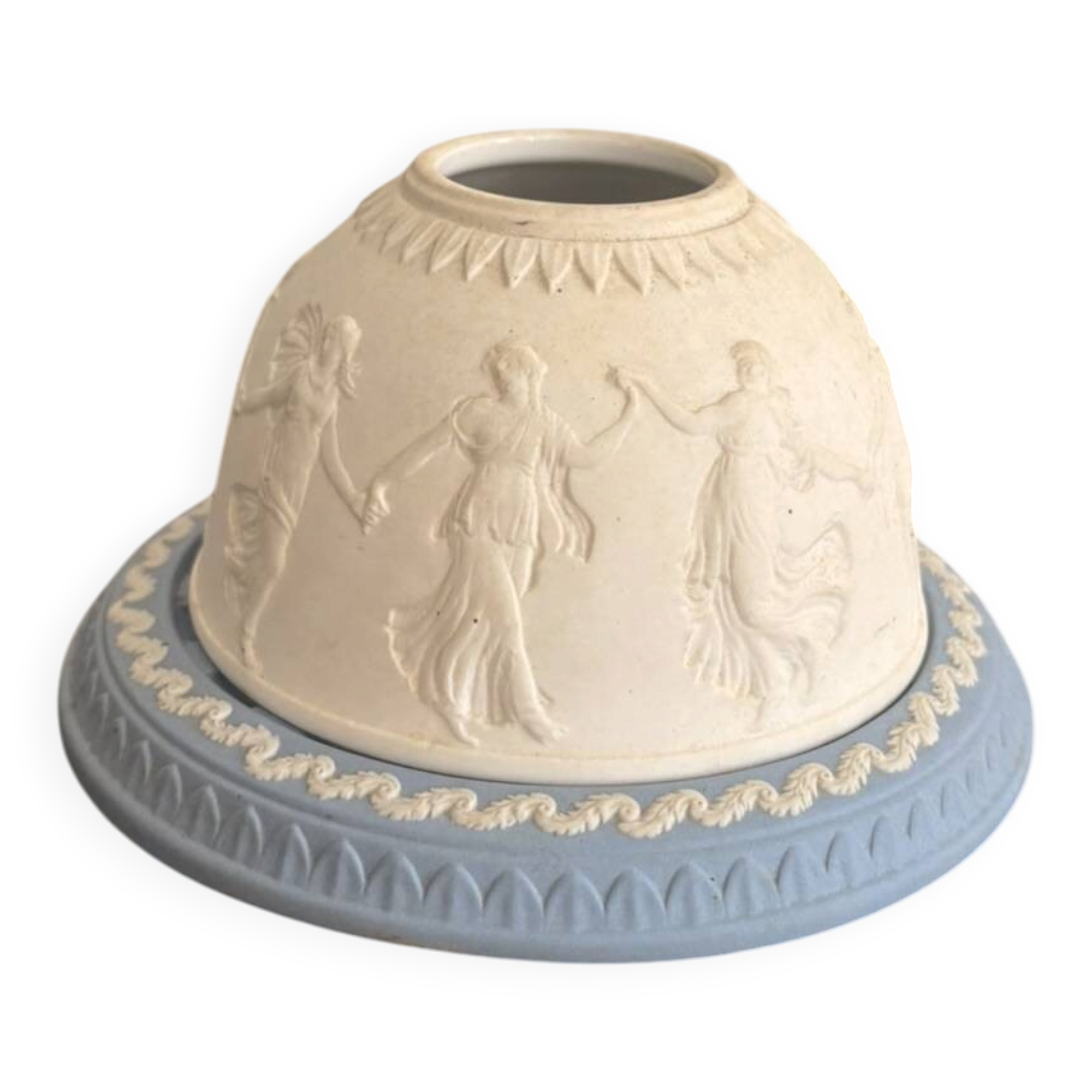 Wedgwood Blue and White Jasperware Candle Holder Vintage English Ceramics