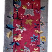 Antique Chinese carpet Art Deco handmade 64cm x 120cm 1920s, 1B876