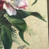 Oil on canvas with lily decoration in frame