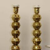 Pair Of Mid-Century Tall Swedish Brass Bobbin Lamps by  Kosta Elammatur, 1960/70's.