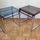 Paire de tables de chevet en plexiglas et chrome bleue et fumé, années 70