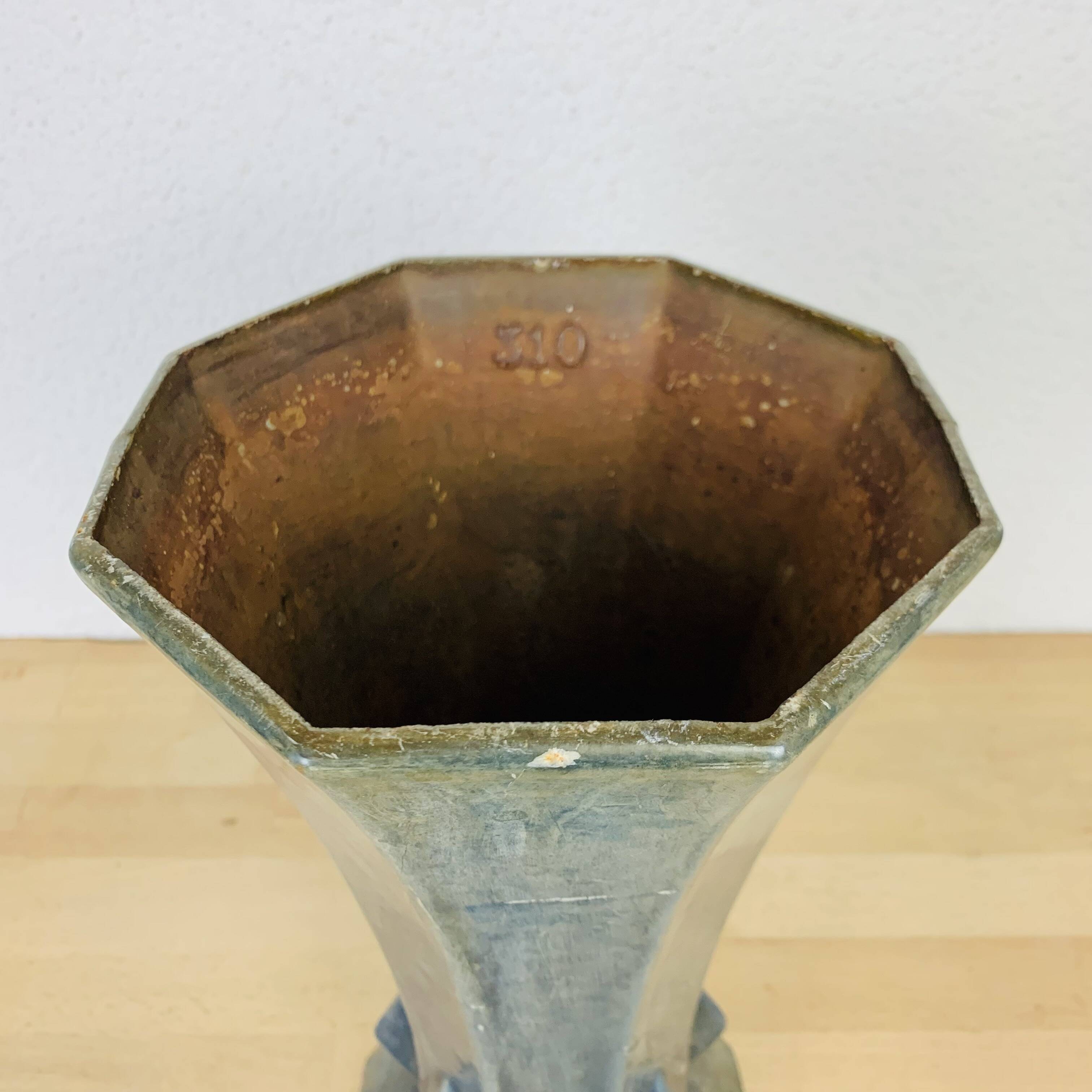 Art Deco enameled cast iron vase