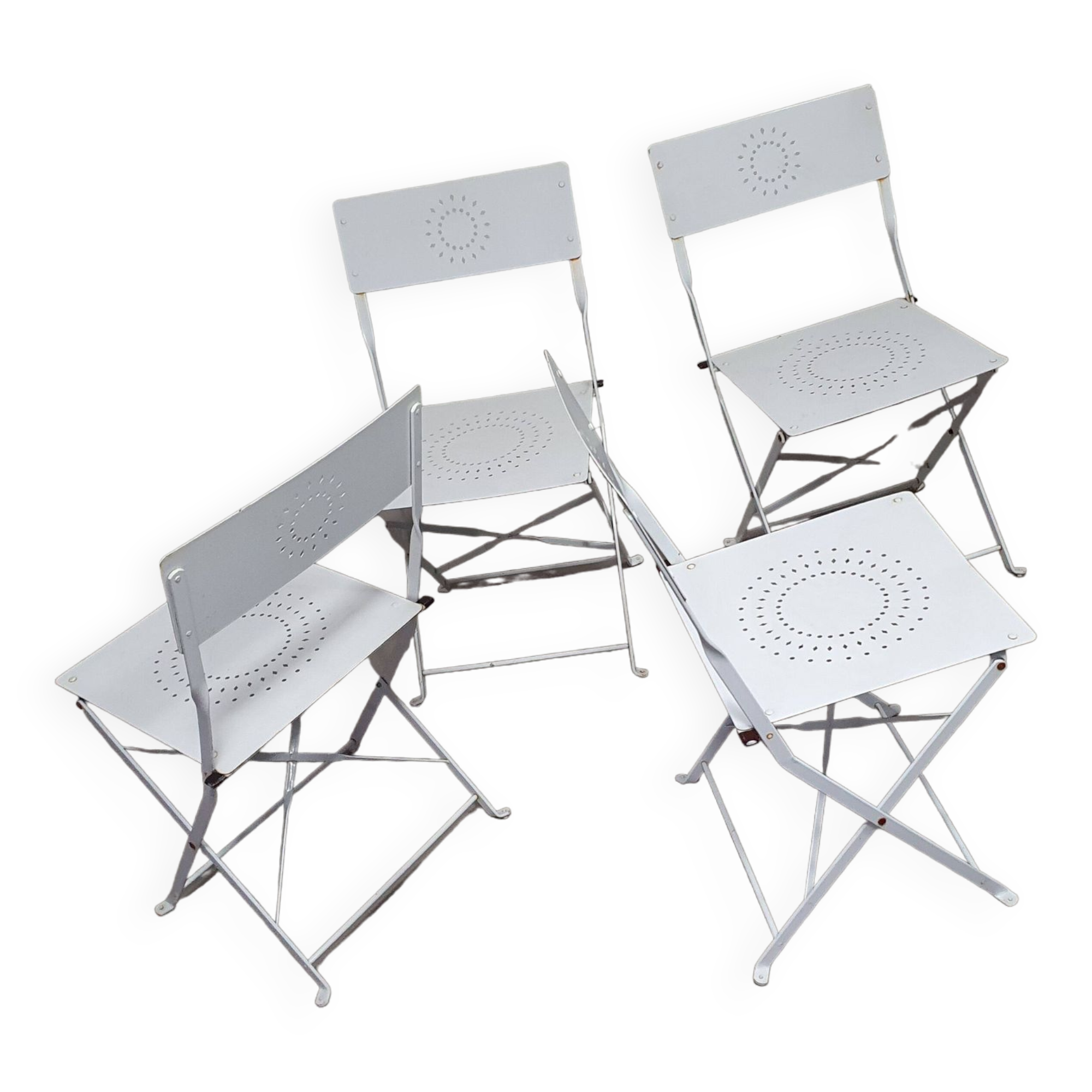 4 x solid metal folding chairs 80s