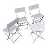 4 chaises pliantes en métal massif 80s