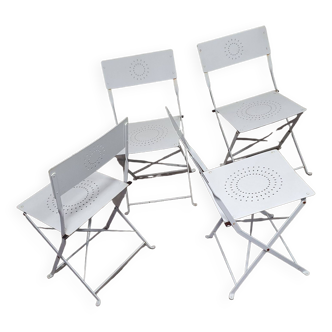 4 x solid metal folding chairs 80s