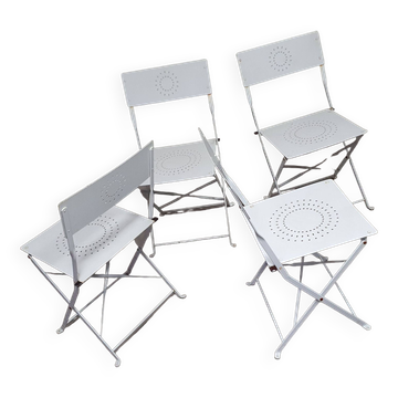 4 chaises pliantes en métal massif 80s