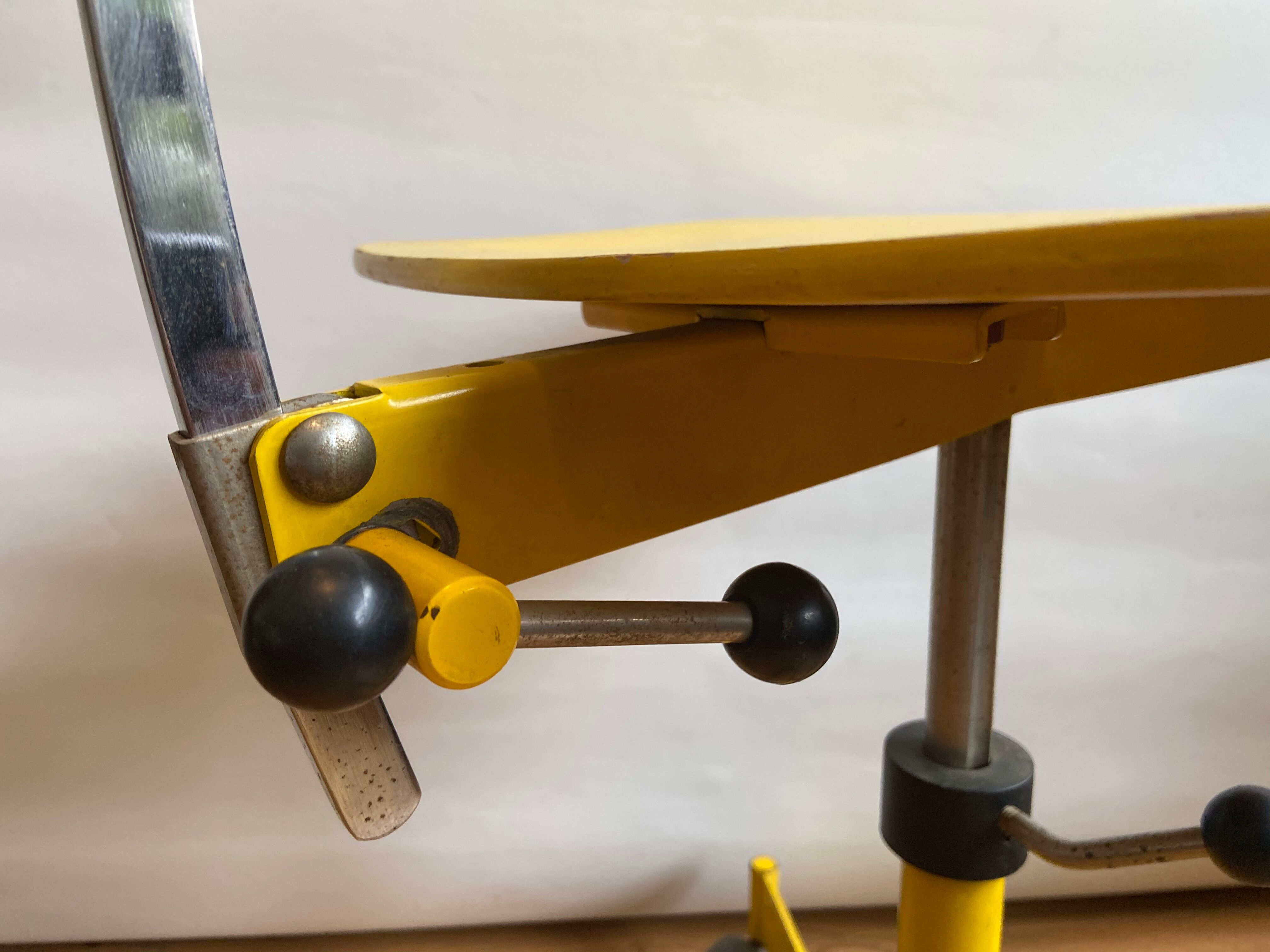 Yellow wooden workshop chair