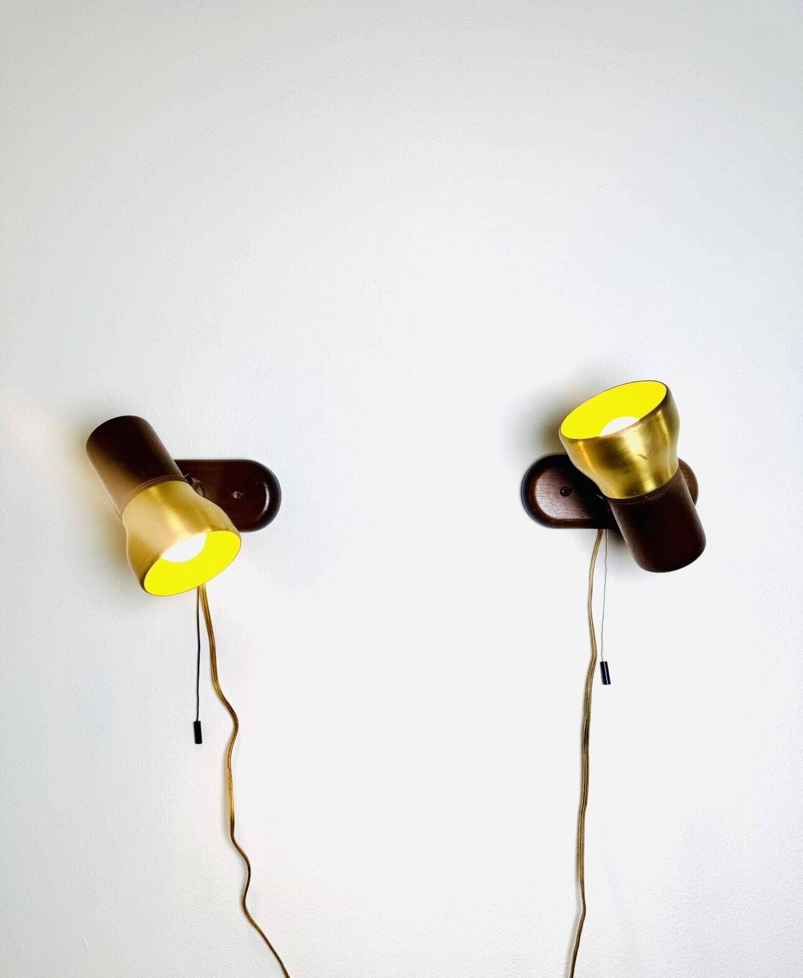 Brass And Amfrosia Wall Lamps By Temde Leuchten, Switzerland 1960S
