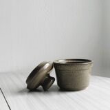 Small stoneware pot and lid