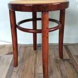 Vintage bistro stool in wood and cannage
