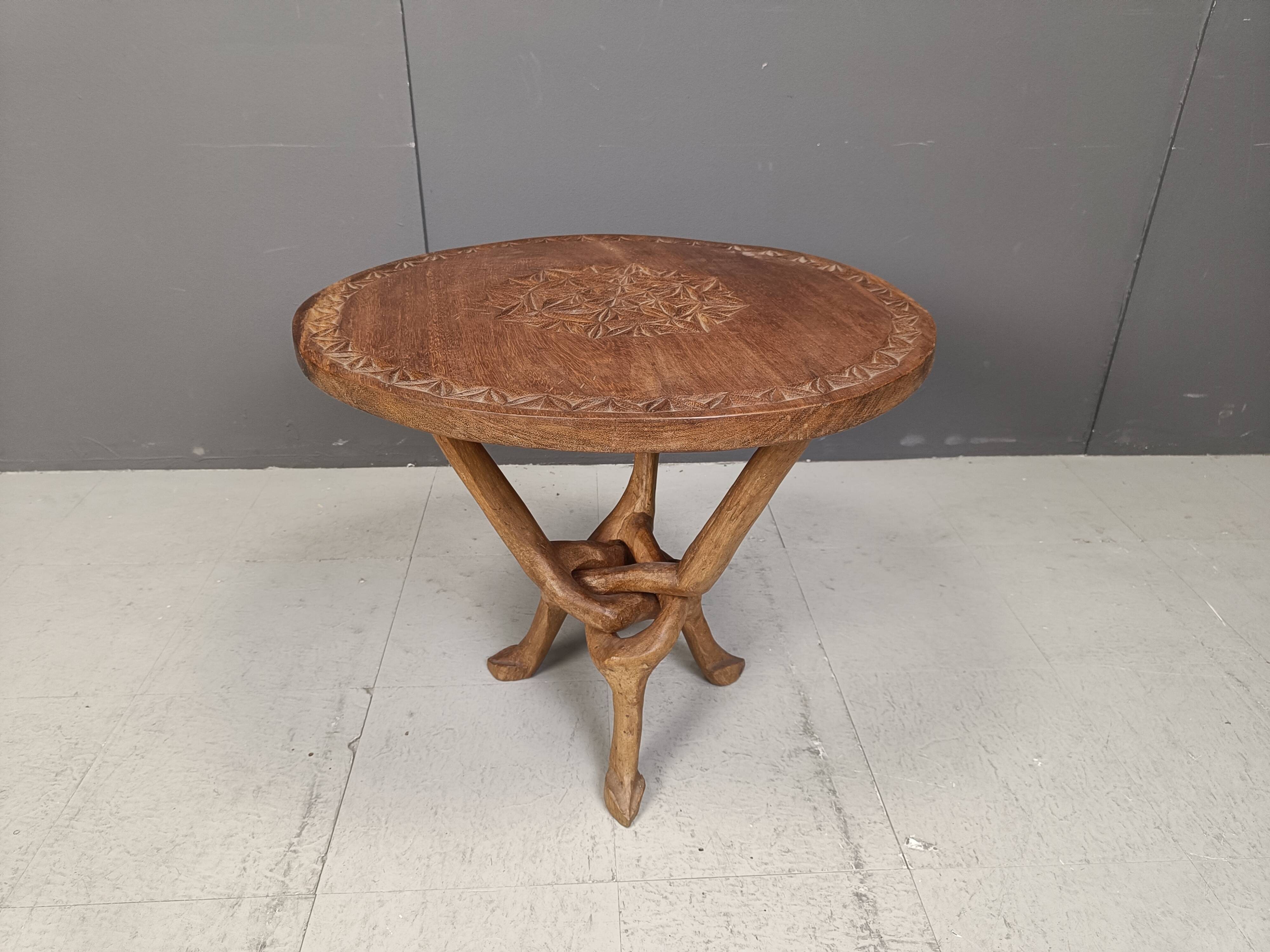 Vintage tribal art side table, 1960s