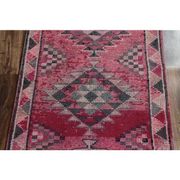 Vintage neutral pink Turkish hand-knotted runner 83x332