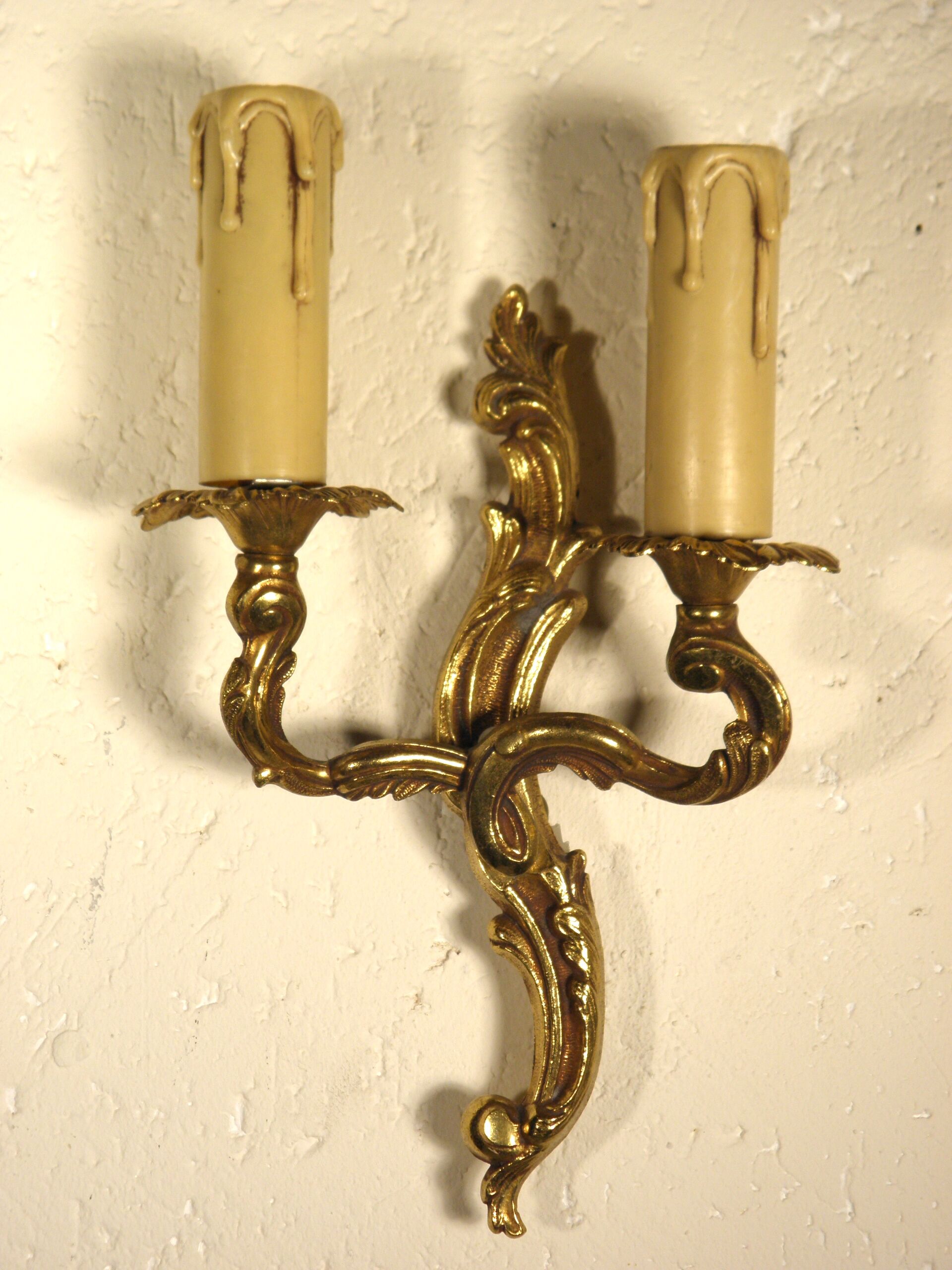 Pair of gilded bronze sconces