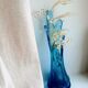 Vase corolle en verre bleu