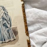 Engraving lithograph old fashion illustration under glass late 19th century