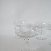 set of 4 very large champagne glasses in engraved crystal 1950 12 x 11 cm