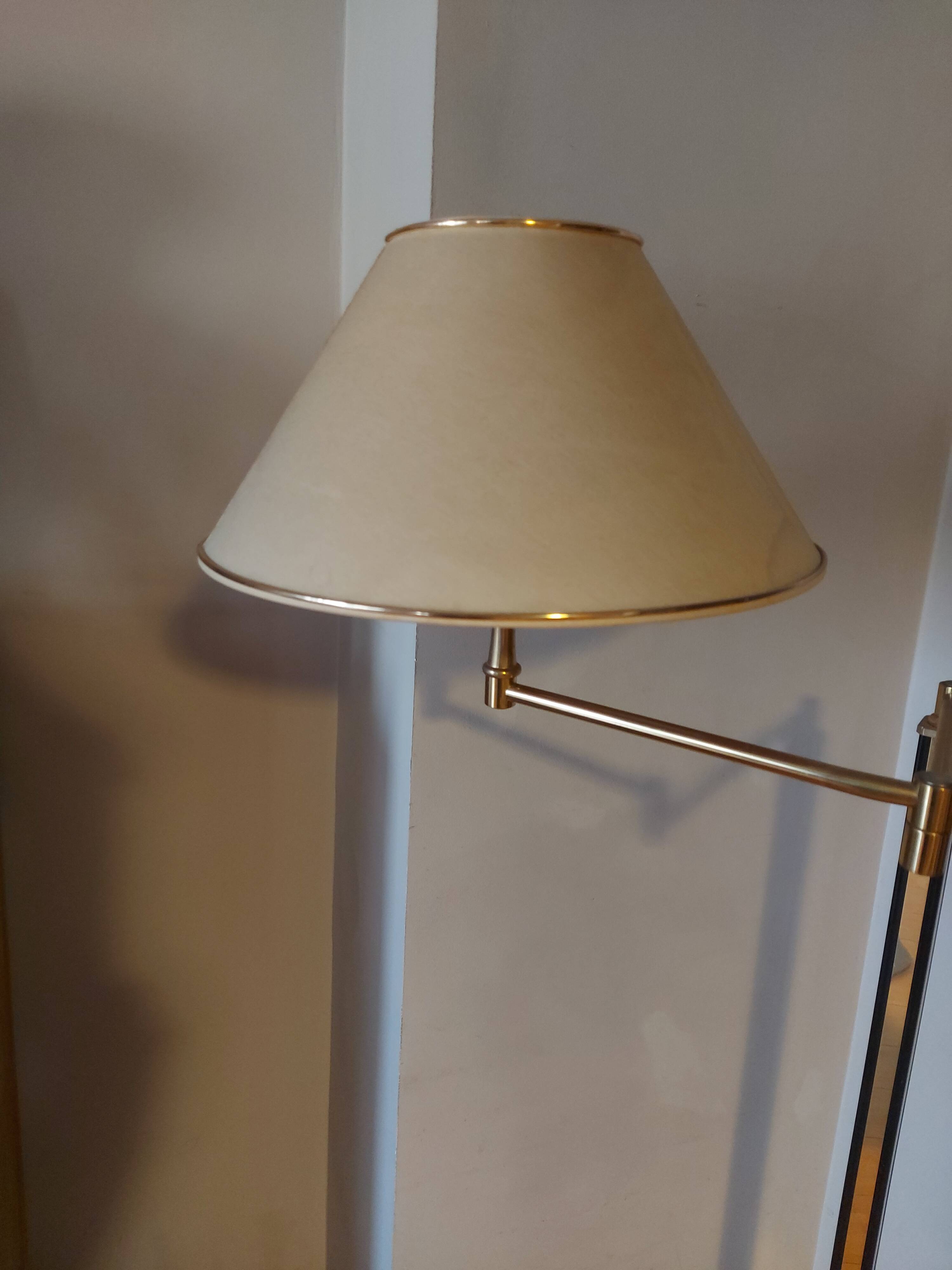Vintage reading floor lamp in gold metal