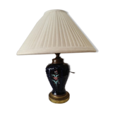 Lamp to be laid in vintage enamelled navy earthenware