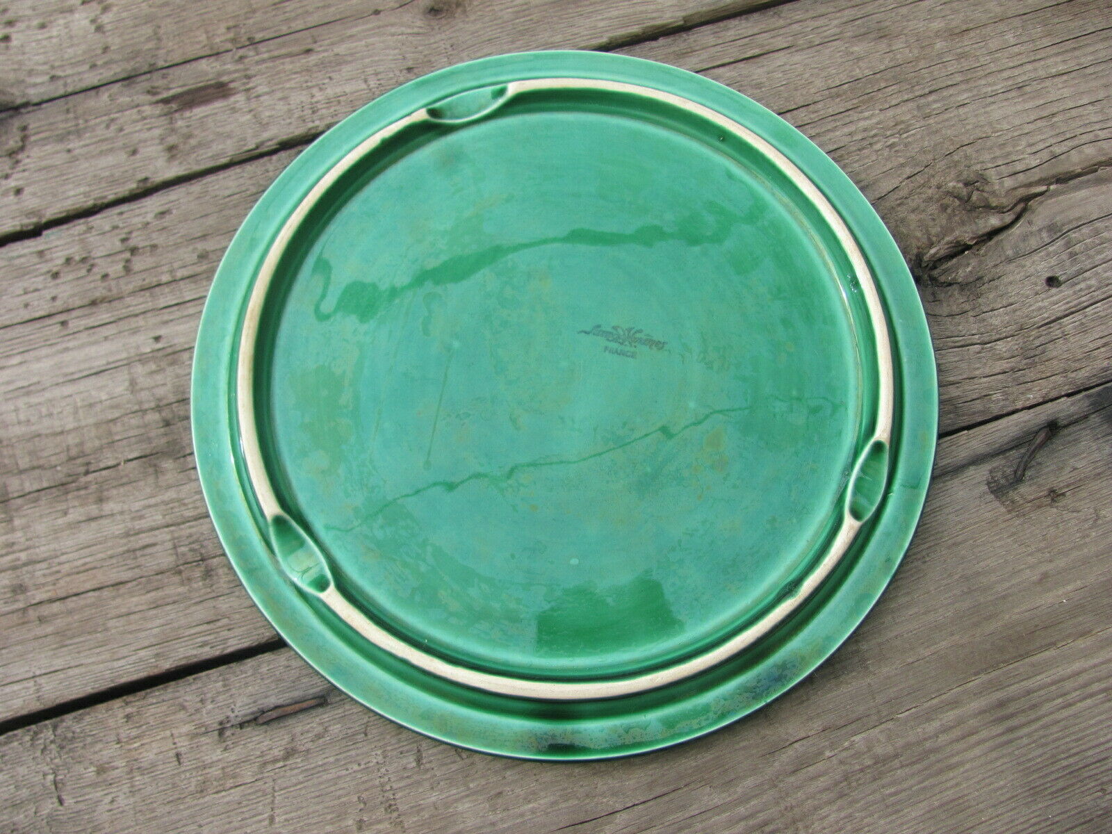 Cheese platter - green ceramic - Vintage