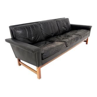 Scandinavian leather sofa 3 seater, Sweden, 1960